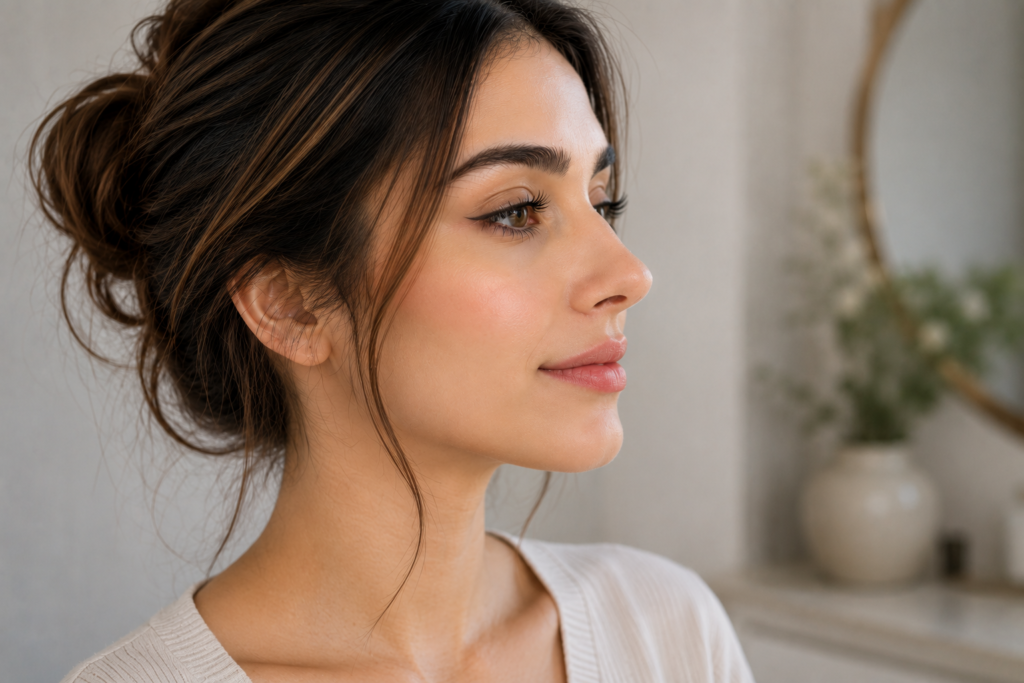 نمونه نتیجه عمل بینی نیمه فانتزی با قوس ملایم و فرم طبیعی