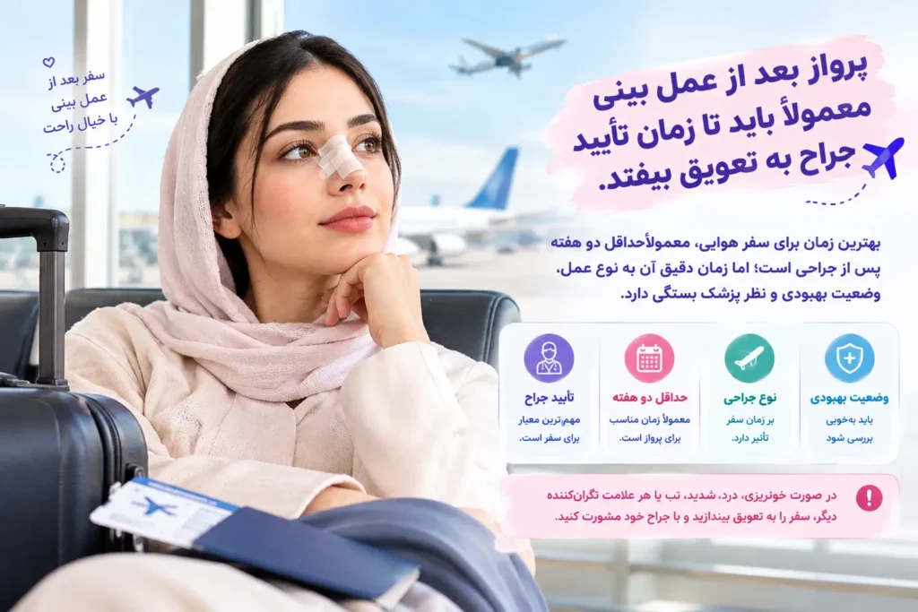 پرواز بعد از عمل بینی و زمان مناسب سفر هوایی با تأیید جراح